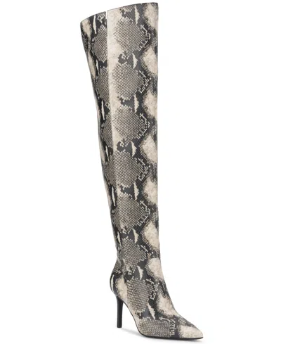Inc International Concepts Women's Pointed-toe Over-the-knee High-heel Boots, Macy's Exclusive In Neutral