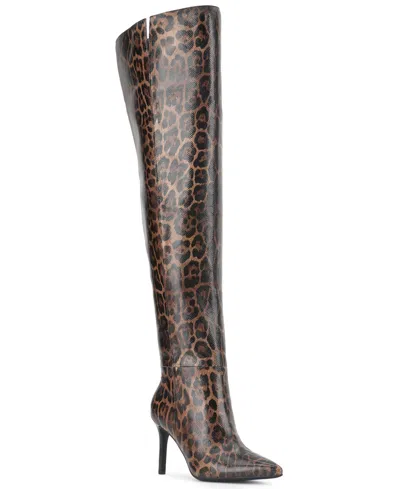 Inc International Concepts Women's Pointed-toe Over-the-knee High-heel Boots, Macy's Exclusive In Animal Print