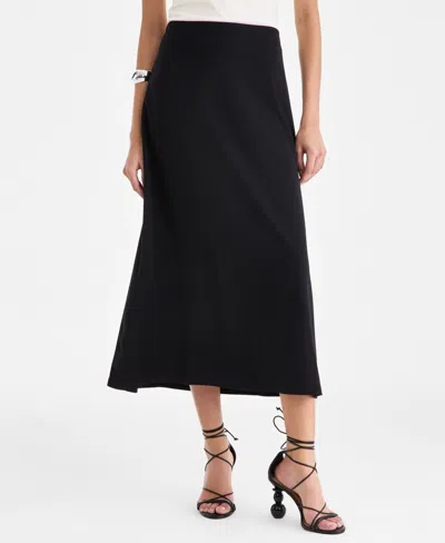 Inc International Concepts Women's Ponte Knit Midi Skirt, Macy's Exclusive In Black