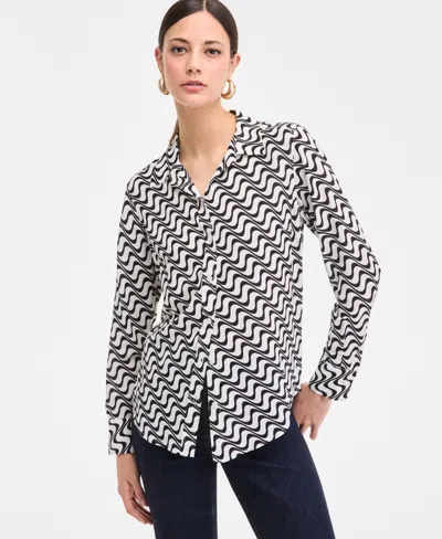 Inc International Concepts Women's Printed Button-down Long-sleeve Shirt, Exclusively At Macy's