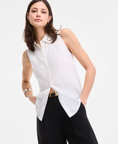 Inc International Concepts Women's Printed Button-down Sleeveless Blouse, Exclusively At Macy's