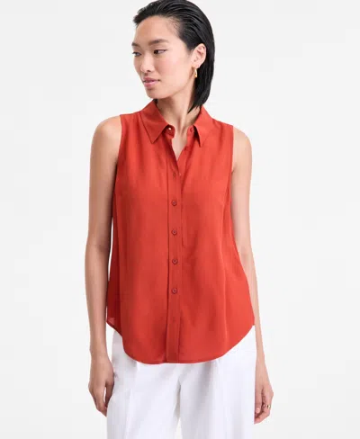 Inc International Concepts Women's Printed Button-down Sleeveless Blouse, Exclusively At Macy's