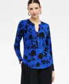 Inc International Concepts Women's Printed Button Shirt, Exclusively At Macy's In Blue