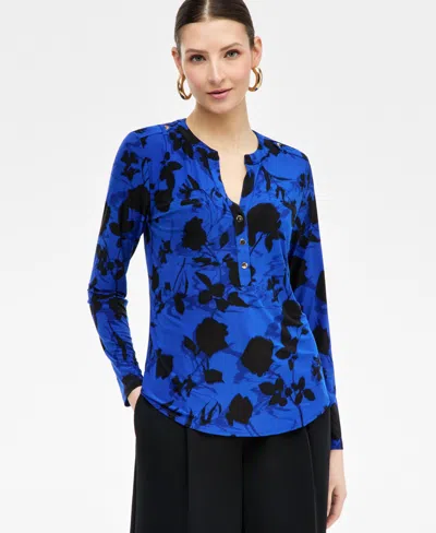 Inc International Concepts Women's Printed Button Shirt, Exclusively At Macy's In Tara Rose