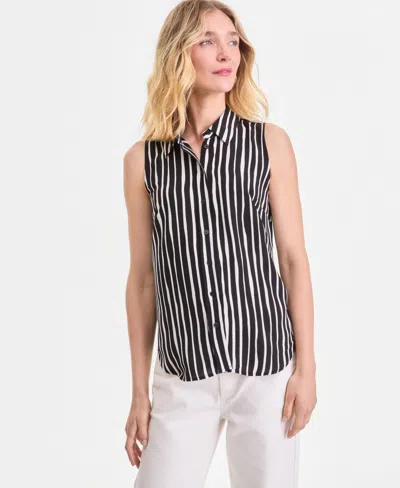 Inc International Concepts Women's Printed Button-down Sleeveless Blouse, Exclusively At Macy's