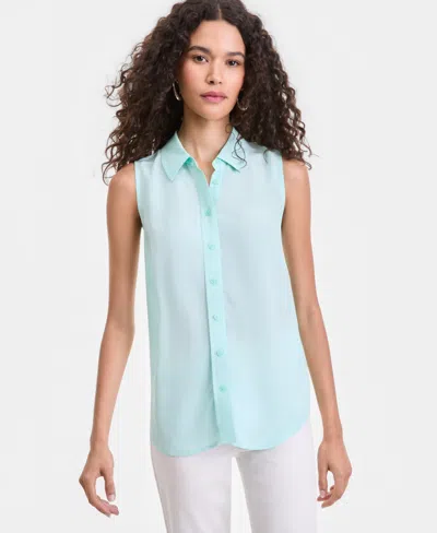 Inc International Concepts Women's Printed Button-down Sleeveless Blouse, Exclusively At Macy's