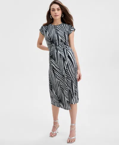 Inc International Concepts Women's Printed Cotton O-ring Wrap Dress, Exclusively At Macy's In Pia Stripe