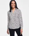 INC INTERNATIONAL CONCEPTS WOMEN'S PRINTED FLAP-POCKET BLOUSE, CREATED FOR MACY'S