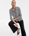 Inc International Concepts Women's Printed Knit Utility Shirt, Exclusively At Macy's In Gray