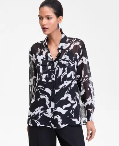 INC INTERNATIONAL CONCEPTS WOMEN'S PRINTED LONG-SLEEVE BLOUSE, MACY'S EXCLUSIVE