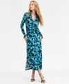 Inc International Concepts Women's Printed Long Sleeve Collared Maxi Dress, Macy's Exclusive In Multi