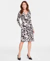 Inc International Concepts Women's Printed Long-sleeve Wrap Dress, Created For Macy's In Ani Animal Ntrl