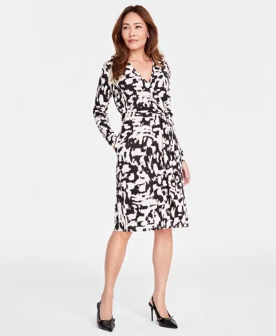 Inc International Concepts Women's Printed Long-sleeve Wrap Dress, Created For Macy's In Ani Animal Ntrl