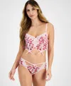 Inc International Concepts Women's Printed Mesh Hipster Underwear, Exclusively At Macy's In Falling Roses