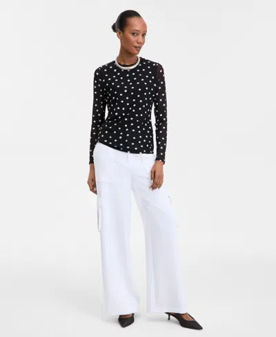 Inc International Concepts Women's Printed Mesh Top, Exclusively At Macy's In Ari Dots-b