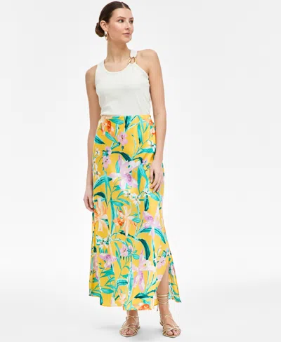 Inc International Concepts Women's Printed Midi Skirt, Exclusively At Macy's In Plia Garden Yel