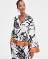Inc International Concepts Women's Printed Peplum Top, Exclusively At Macy's In White