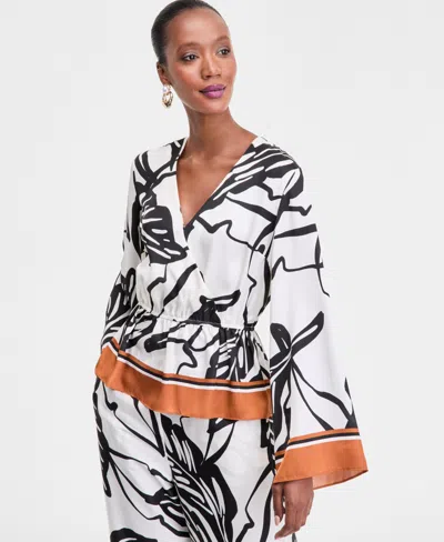 Inc International Concepts Women's Printed Peplum Top, Exclusively At Macy's In White