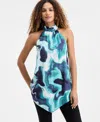 Inc International Concepts Women's Printed Point-hem Halter Top, Macy's Exclusive In Multi