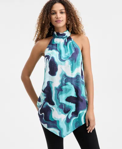 Inc International Concepts Women's Printed Point-hem Halter Top, Macy's Exclusive In Multi