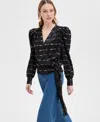 Inc International Concepts Women's Printed Puff-sleeve Blouse, Exclusively At Macy's In Charmi Dye
