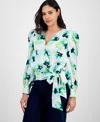 Inc International Concepts Women's Printed Puff-sleeve Blouse, Exclusively At Macy's In Leah Blooms