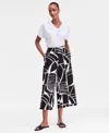 Inc International Concepts Women's Printed Pull-on Wide-leg Pants, Macy's Exclusive In Black