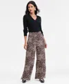 Inc International Concepts Women's Printed Pull-on Wide-leg Pants, Macy's Exclusive In Animal Print