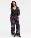 Inc International Concepts Women's Printed Pull-on Wide-leg Pants, Macy's Exclusive In Multi