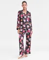 Inc International Concepts Women's Printed Satin Long Pajama Set, Macy's Exclusive In Multi