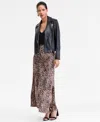 Inc International Concepts Women's Printed Satin Slip Skirt, Macy's Exclusive In Animal Print