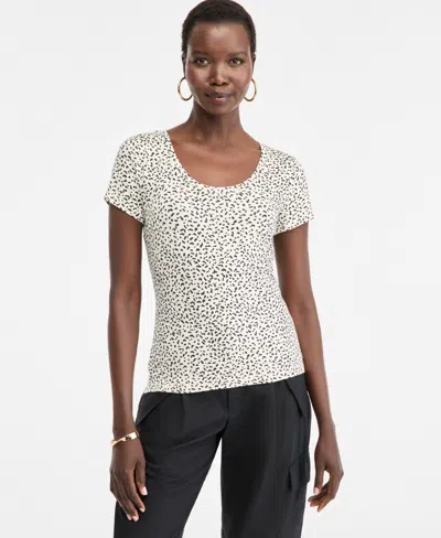 Inc International Concepts Women's Printed Scoop-neck T-shirt, Macy's Exclusive