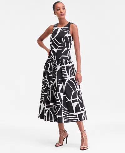 Inc International Concepts Women's Printed Sleeveless Flared Maxi Dress, Macy's Exclusive In Black
