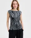 Inc International Concepts Women's Printed Sleeveless Shell Top, Exclusively At Macy's In Black