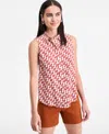 Inc International Concepts Women's Printed Sleeveless Shirt, Exclusively At Macy's In Multi