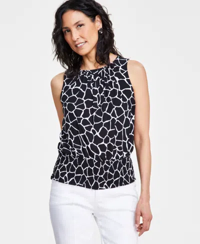 Inc International Concepts Women's Printed Sleeveless Smocked Tank Top, Created For Macy's In Ari Giraffe