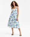 Inc International Concepts Women's Printed Square-neck Midi Dress, Exclusively At Macy's In Blue