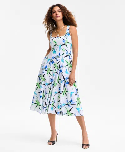 Inc International Concepts Women's Printed Square-neck Midi Dress, Exclusively At Macy's