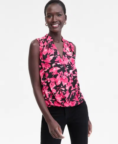 Inc International Concepts Women's Printed Surplice Tank Top, Macy's Exclusive In Pink