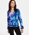 Inc International Concepts Plus Size Printed Long-sleeve Top, Exclusively At Macy's In Delia Dye
