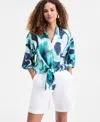 Inc International Concepts Women's Printed Tie-hem Top, Macy's Exclusive In Multi