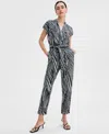 Inc International Concepts Women's Printed Tie-waist Jumpsuit, Exclusively At Macy's In Pia Stripe