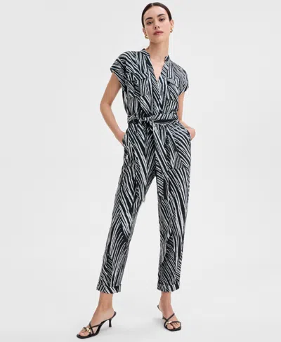Inc International Concepts Women's Printed Tie-waist Jumpsuit, Exclusively At Macy's In Pia Stripe