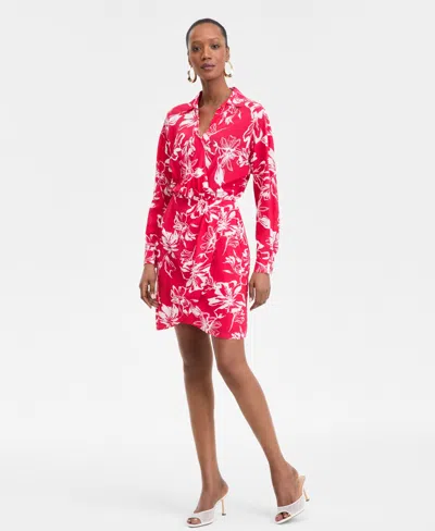 Inc International Concepts Women's Printed Twist-front Mini Dress, Exclusively At Macy's In Deep Black