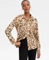 Inc International Concepts Women's Printed Utility Top, Macy's Exclusive In Brown