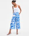 Inc International Concepts Women's Printed Wide-leg Cropped Pants, Exclusively At Macy's