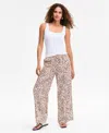 Inc International Concepts Women's Printed Wide-leg Pull-on Pants, Exclusively At Macy's In Neutral