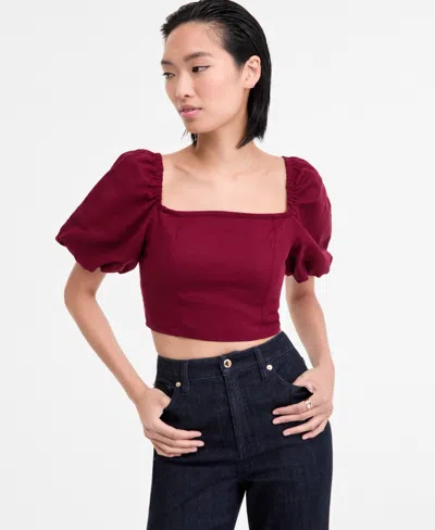 Inc International Concepts Women's Puff-sleeve Crop Top, Exclusively At Macy's