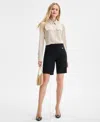 Inc International Concepts Women's Pull-on Bermuda Shorts, Exclusively At Macy's In Deep Black