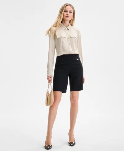 Inc International Concepts Women's Pull-on Bermuda Shorts, Exclusively At Macy's In Deep Black